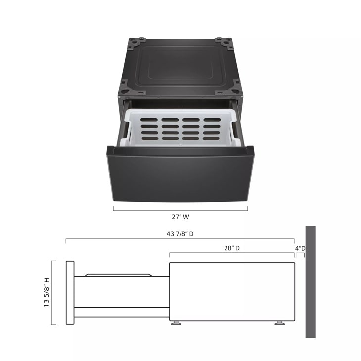 LG Laundry Pedestal Storage Drawer for 27" Front Load Washers and Dryers with Basket view 2