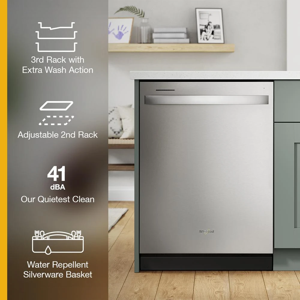 Eco Series Quiet Dishwasher with a washing 3rd Rack & Water Repellent Silverware Basket view 16