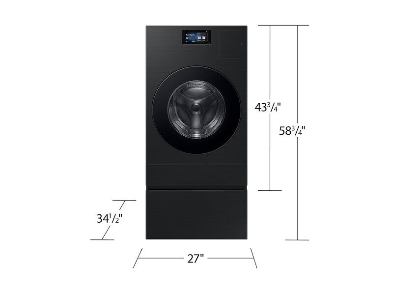 Bespoke AI Laundry Combo Pedestal with Storage Drawer in Brushed Black view 2
