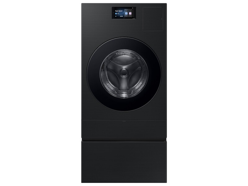 Bespoke AI Laundry Combo Pedestal with Storage Drawer in Brushed Black view 5