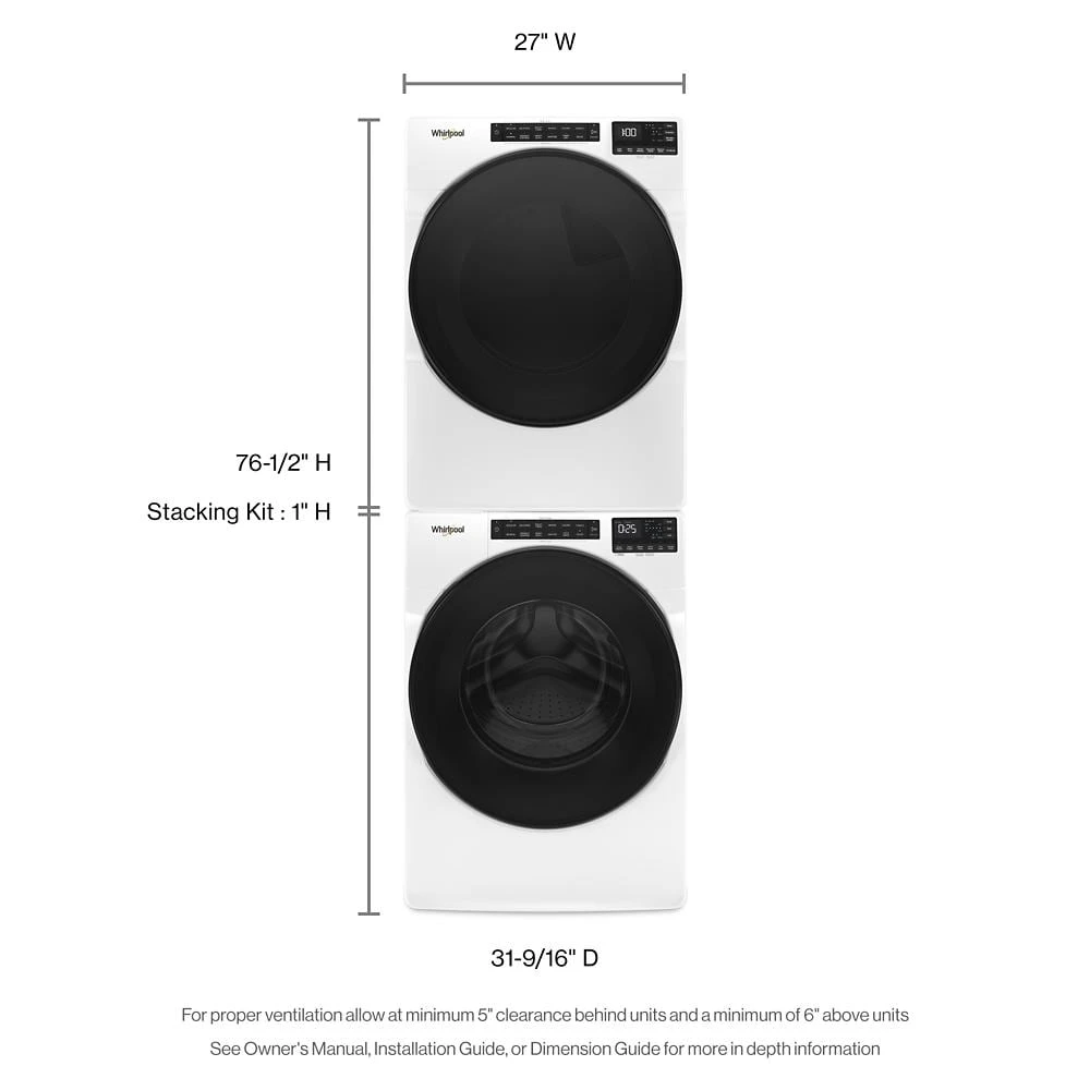 7.4 cu. ft. Front Load Electric Dryer with Intuitive Touch Controls WED5620HW