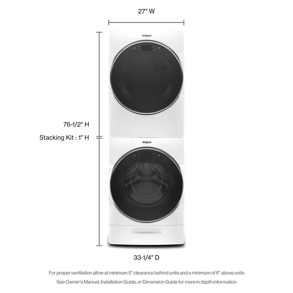 7.4 cu. ft. Smart Front Load Electric Dryer WED9620HW, product image 24 of 44