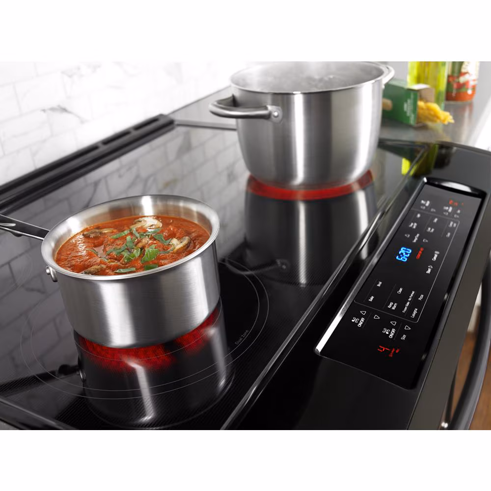4.8 cu. ft. Guided Electric Front Control Range With The Easy-Wipe Ceramic Glass Cooktop WEE510S0FV, product image 2 of 9
