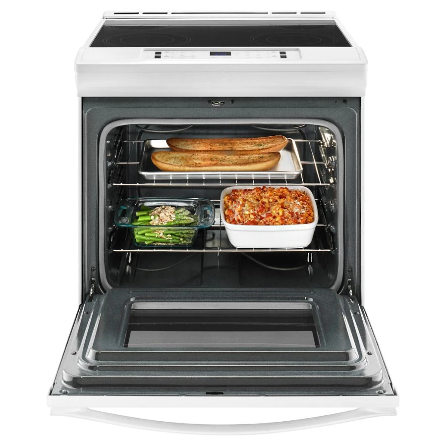 4.8 cu. ft. Guided Electric Front Control Range With The Easy-Wipe Ceramic Glass Cooktop WEE510S0FW, product image 4 of 8