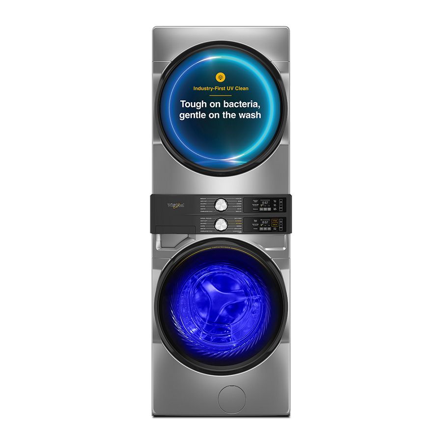 Smart ENERGY STAR® Front Load Laundry Tower with UV Clean Technology & FreshFlowTM Vent System 4.5 cu. ft. Washer & 7.4 cu. ft. Electric Dryer WEF5727TR