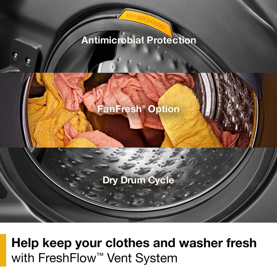 Smart ENERGY STAR® Front Load Laundry Tower with UV Clean Technology & FreshFlowTM Vent System 4.5 cu. ft. Washer & 7.4 cu. ft. Electric Dryer WEF5727TW