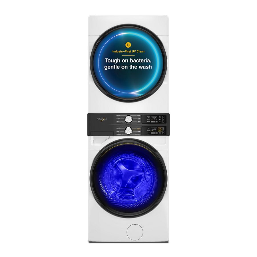 Smart ENERGY STAR® Front Load Laundry Tower with UV Clean Technology & FreshFlowTM Vent System 4.5 cu. ft. Washer & 7.4 cu. ft. Electric Dryer WEF5727TW