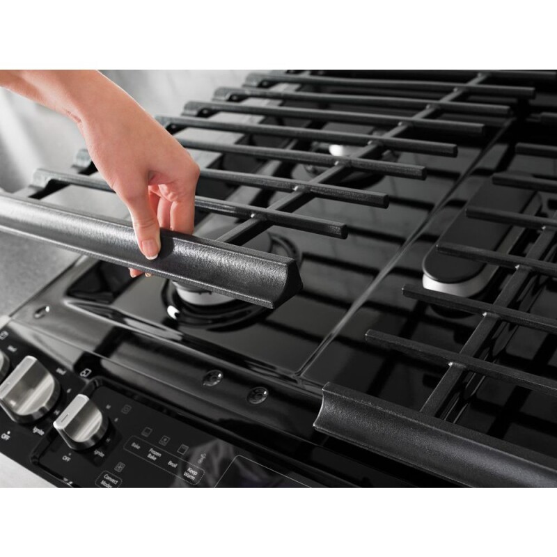 Whirlpool 5.8 Cu. Ft. Slide-In Gas Range with EZ-2-Lift Hinged Grates Black-on-Stainless WEG745H0FS Picture