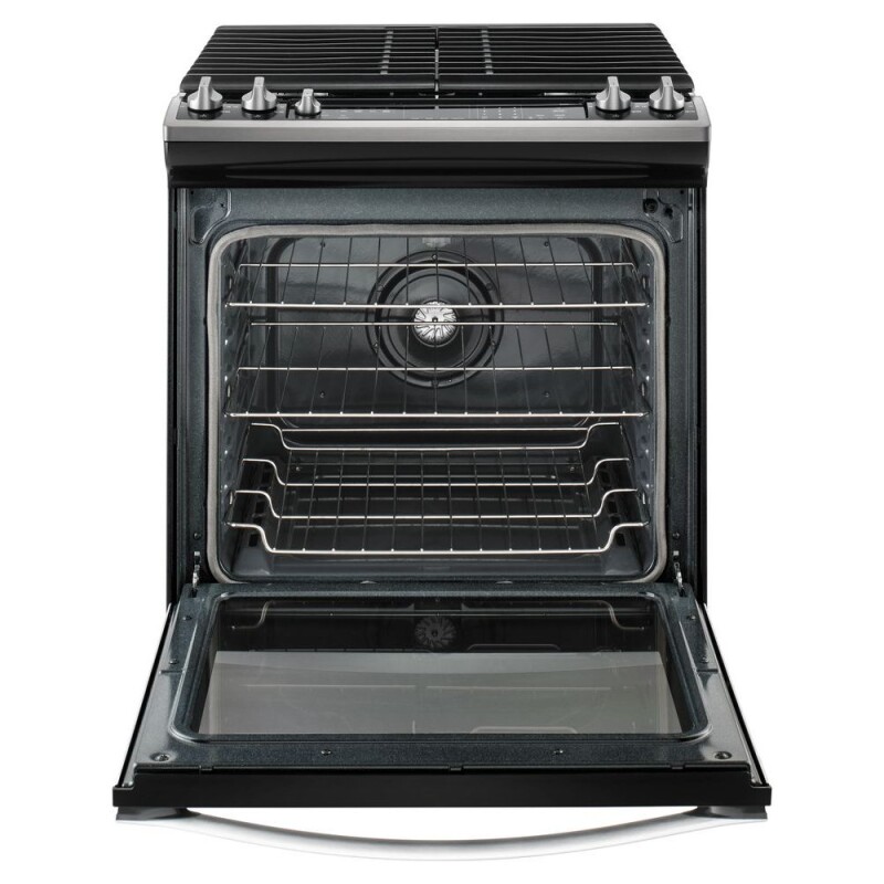 Whirlpool 5.8 Cu. Ft. Slide-In Gas Range with EZ-2-Lift Hinged Grates Black-on-Stainless WEG745H0FS Picture