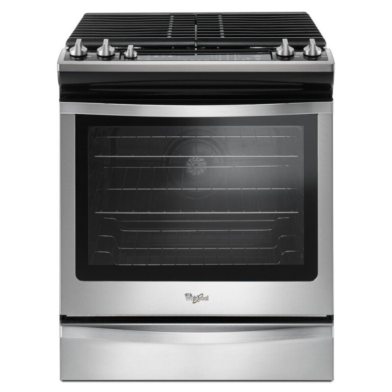 Whirlpool 5.8 Cu. Ft. Slide-In Gas Range with EZ-2-Lift Hinged Grates Black-on-Stainless WEG745H0FS Picture