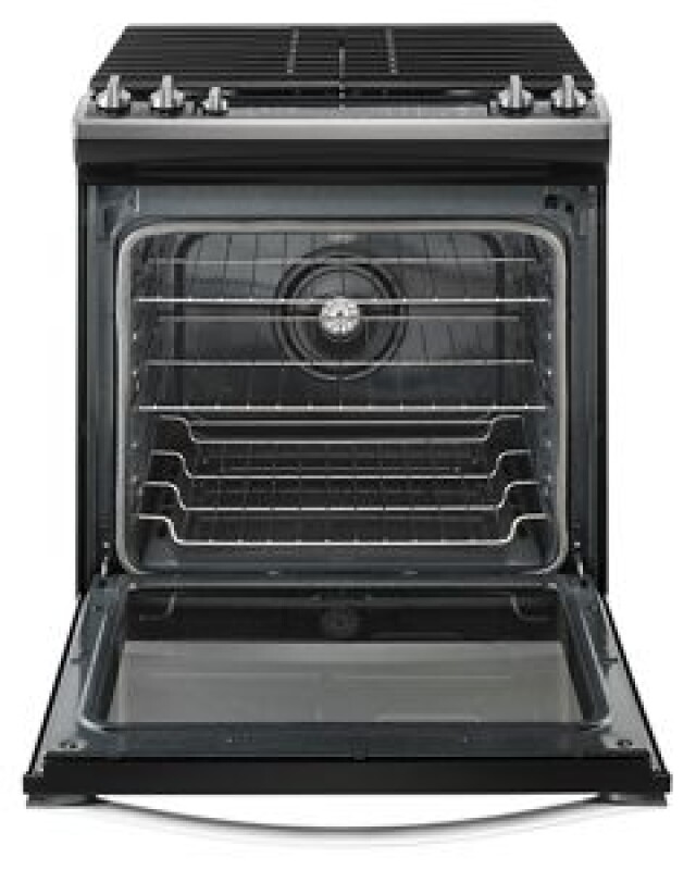 Whirlpool 5.8 Cu. Ft. Slide-In Gas Range with EZ-2-Lift Hinged Grates Black-on-Stainless WEG745H0FS Picture