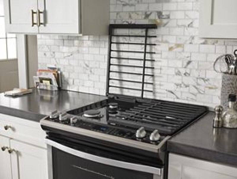 Whirlpool 5.8 Cu. Ft. Slide-In Gas Range with EZ-2-Lift Hinged Grates Black-on-Stainless WEG745H0FS Picture