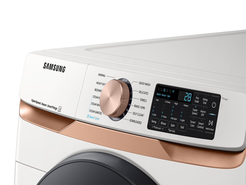 5.0 cu. ft. Extra Large Capacity Smart Front Load Washer with Super Speed Wash and Steam in Ivory WF50BG8300AEUS
