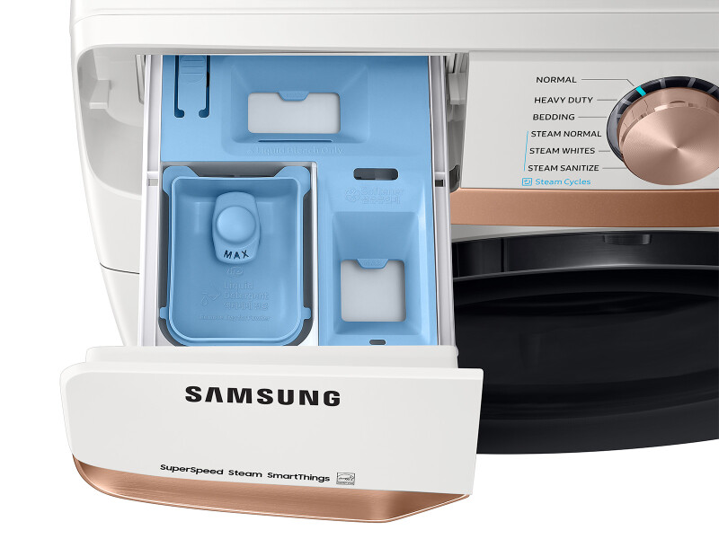 5.0 cu. ft. Extra Large Capacity Smart Front Load Washer with Super Speed Wash and Steam in Ivory WF50BG8300AEUS