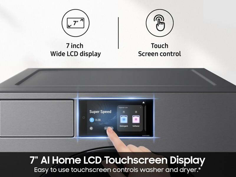 Bespoke AI Front Load Washer AI Home 7" LCD Display | AI OptiWash+™ 5.3 cu.ft. WF90F53ADSA5