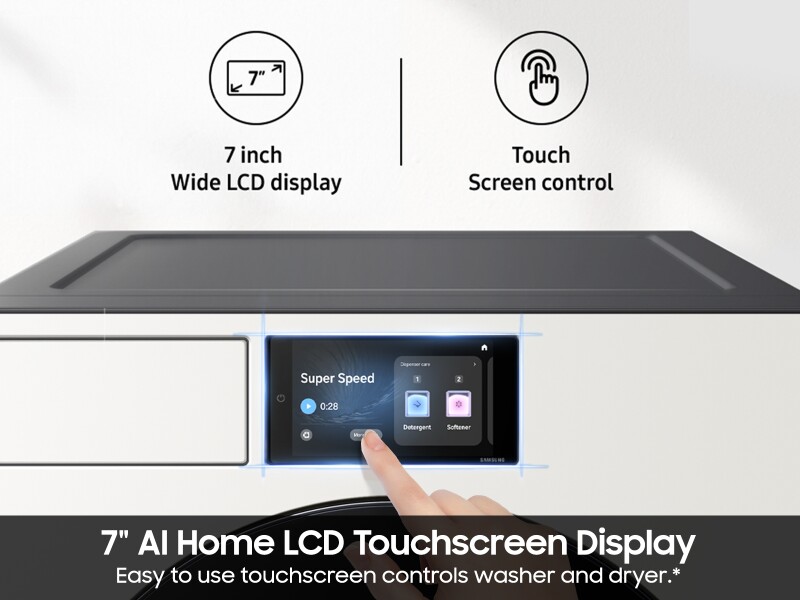 Bespoke AI Front Load Washer AI Home 7" LCD Display | AI OptiWash+™ 5.3 cu.ft. WF90F53ADYA5