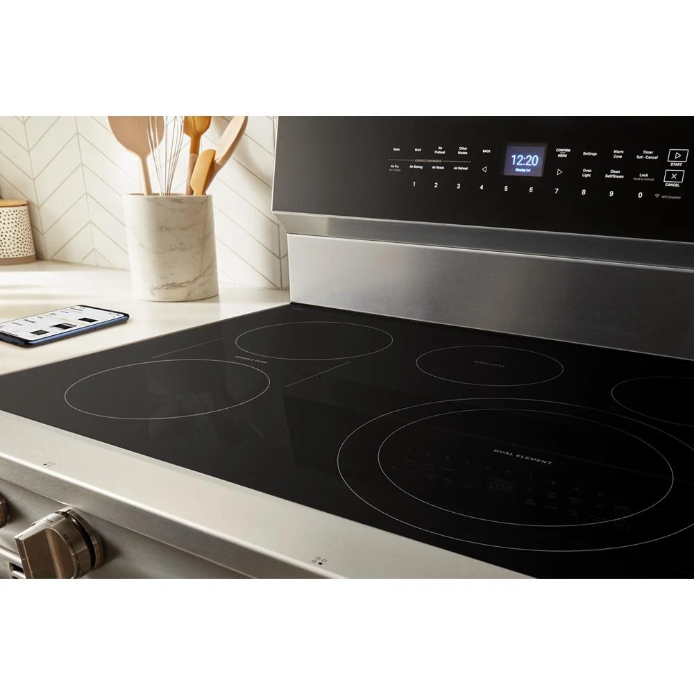 30-inch Electric Smart Range with Air Cooking Technology, No Preheat Air Fry, High Speed Preheat Oven, WipeClean™ Coating, and Steam/Self Clean view 16