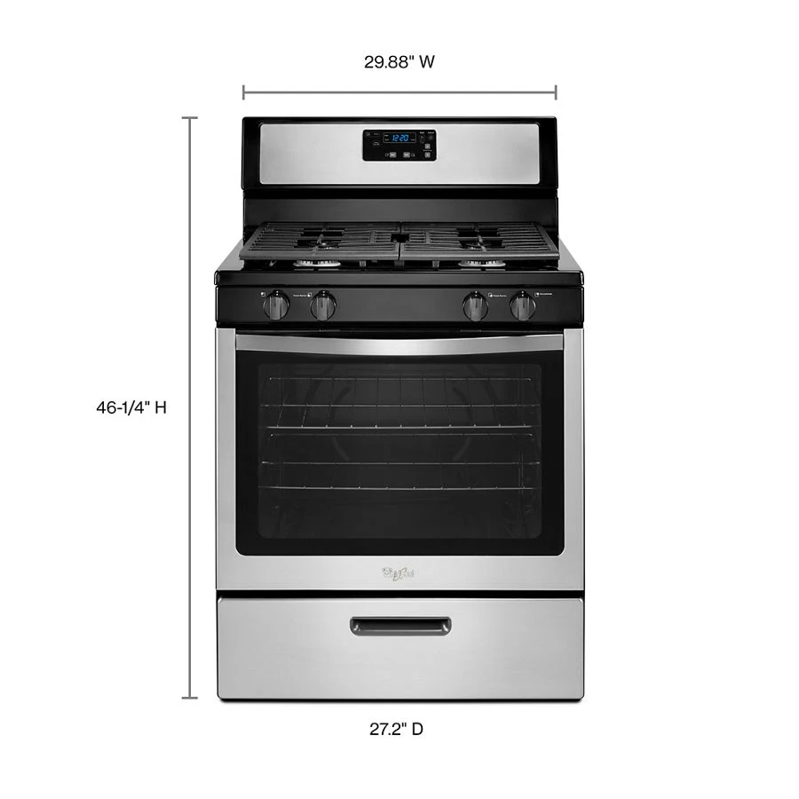 Whirlpool® 5.1 Cu. Ft. Freestanding 4-Burner Gas Stove WFG320M0BS, product image 5 of 5