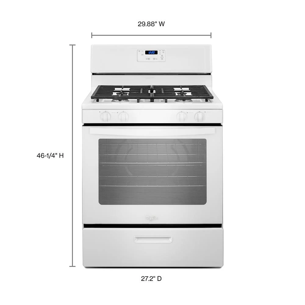 5.1 Cu. Ft. Freestanding 4-Burner Gas Stove WFG320M0BW, product image 3 of 8