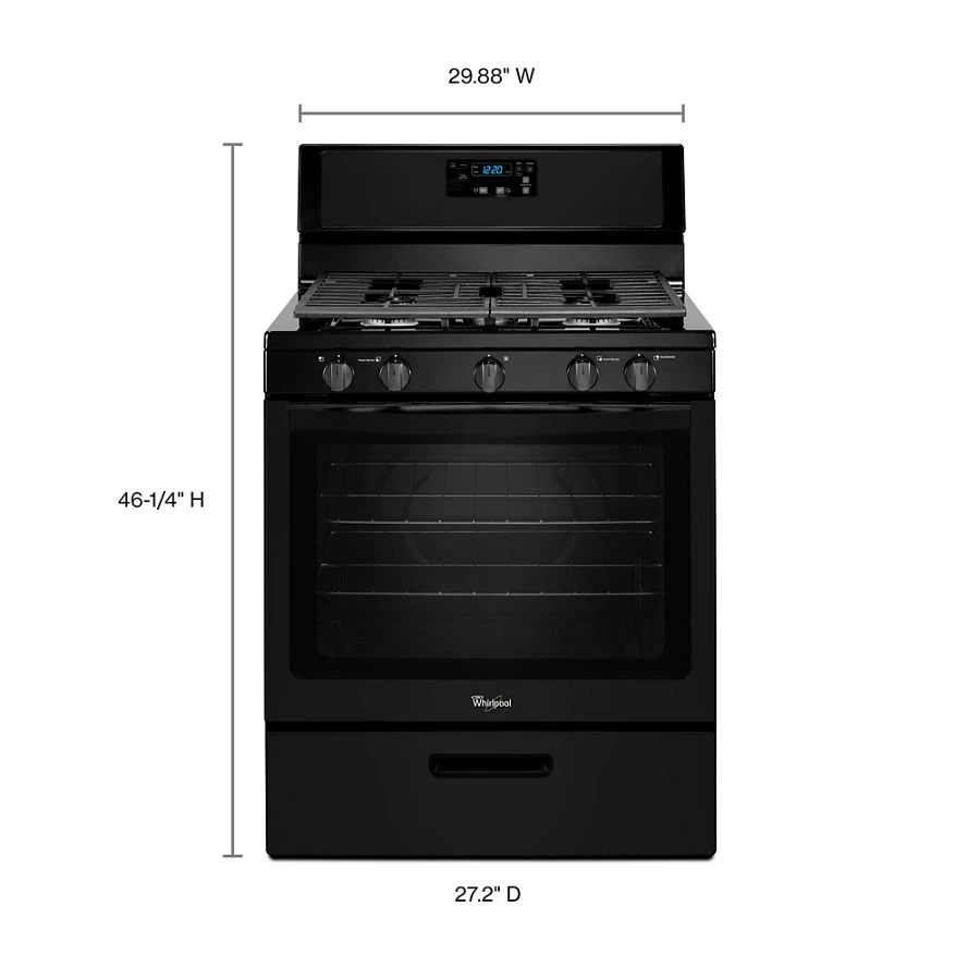 Whirlpool® 5.1 Cu. Ft. Freestanding 5-Burner Gas Stove WFG505M0BB, product image 5 of 5