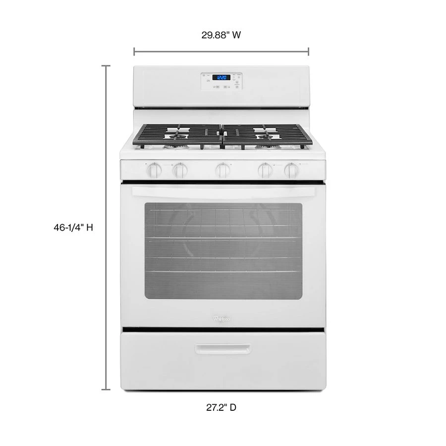 Whirlpool® 5.1 Cu. Ft. Freestanding 5-Burner Gas Stove WFG505M0BW