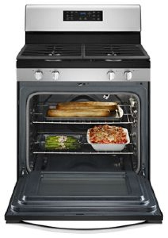 Whirlpool 5.0 cu. ft. Front Control Gas Range with Fan Convection Cooking Black-on-Stainless WFG520S0FS Picture 1