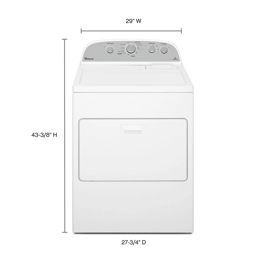 7.0 cu.ft Top Load Gas Dryer with AccuDry™, Steam Refresh WGD49STBW, product image 2 of 3
