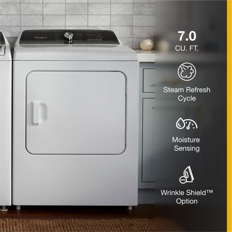 7.0 Cu. Ft. Top Load Gas Moisture Sensing Dryer with Steam WGD5050LW