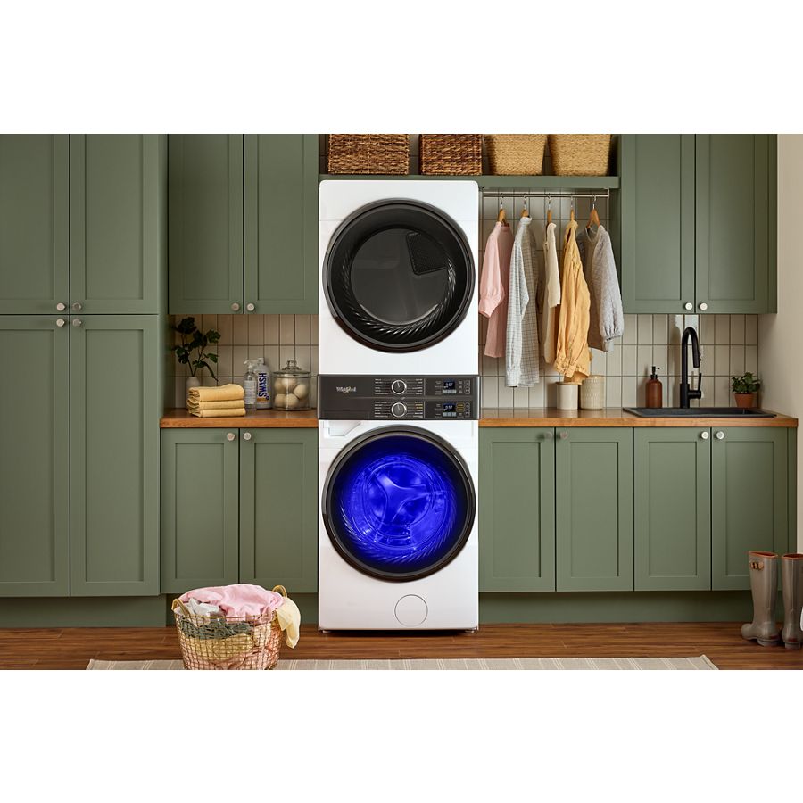 Smart ENERGY STARĀ® Front Load Laundry Tower with UV Clean Technology & FreshFlowTM Vent System 4.5 cu. ft. Washer & 7.4 cu. ft. Gas Dryer WGF5727TW