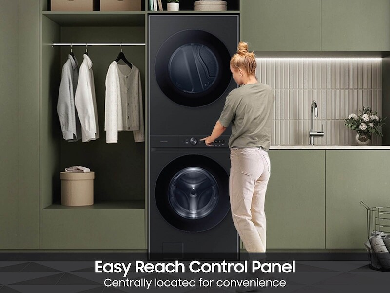Bespoke 4.6 cu. ft. AI Laundry Hub™ Large Capacity Single Unit Washer with Flex Auto Dispense System and 7.6 cu. ft. Electric Dryer in Brushed Black WH46DBH500EVA3