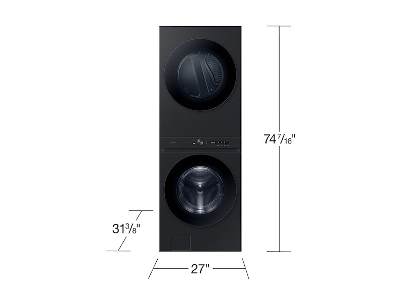Bespoke 4.6 cu. ft. AI Laundry Hub™ Large Capacity Single Unit Washer with Flex Auto Dispense System and 7.6 cu. ft. Electric Dryer in Brushed Black WH46DBH500EVA3