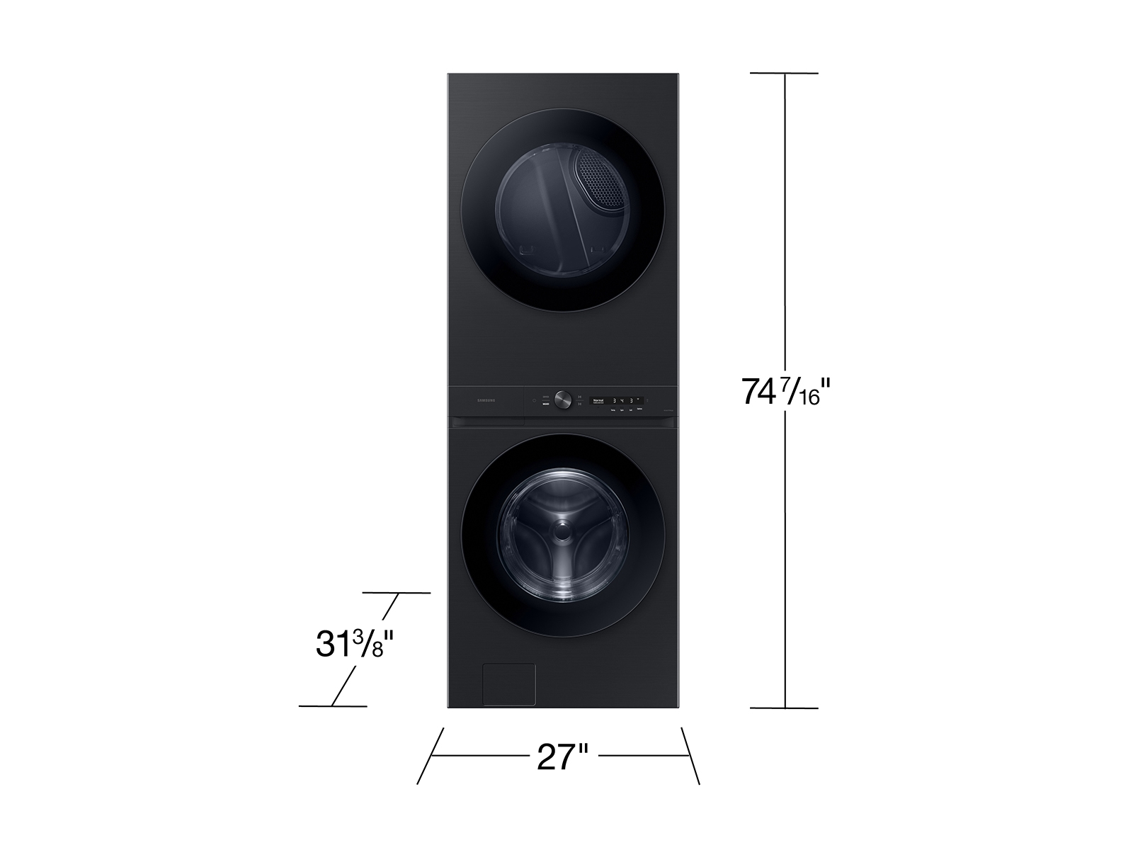 Bespoke AI Laundry Hub™ 4.6 cu. ft. Large Capacity Single Unit Washer with Flex Auto Dispense System and 7.6 cu. ft. Gas Dryer in Brushed Black WH46DBH500GVA3