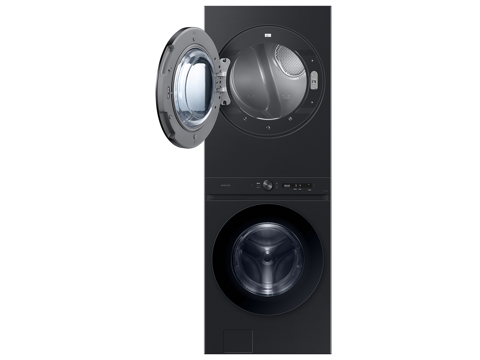 Bespoke AI Laundry Hub™ 4.6 cu. ft. Large Capacity Single Unit Washer with Flex Auto Dispense System and 7.6 cu. ft. Gas Dryer in Brushed Black WH46DBH500GVA3