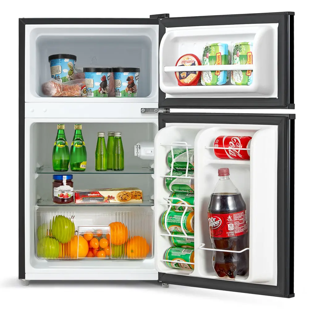 Midea 3.1 cu. ft. Double Door Compact Refrigerator with Full-Width Freezer (Black) WHD113FB1