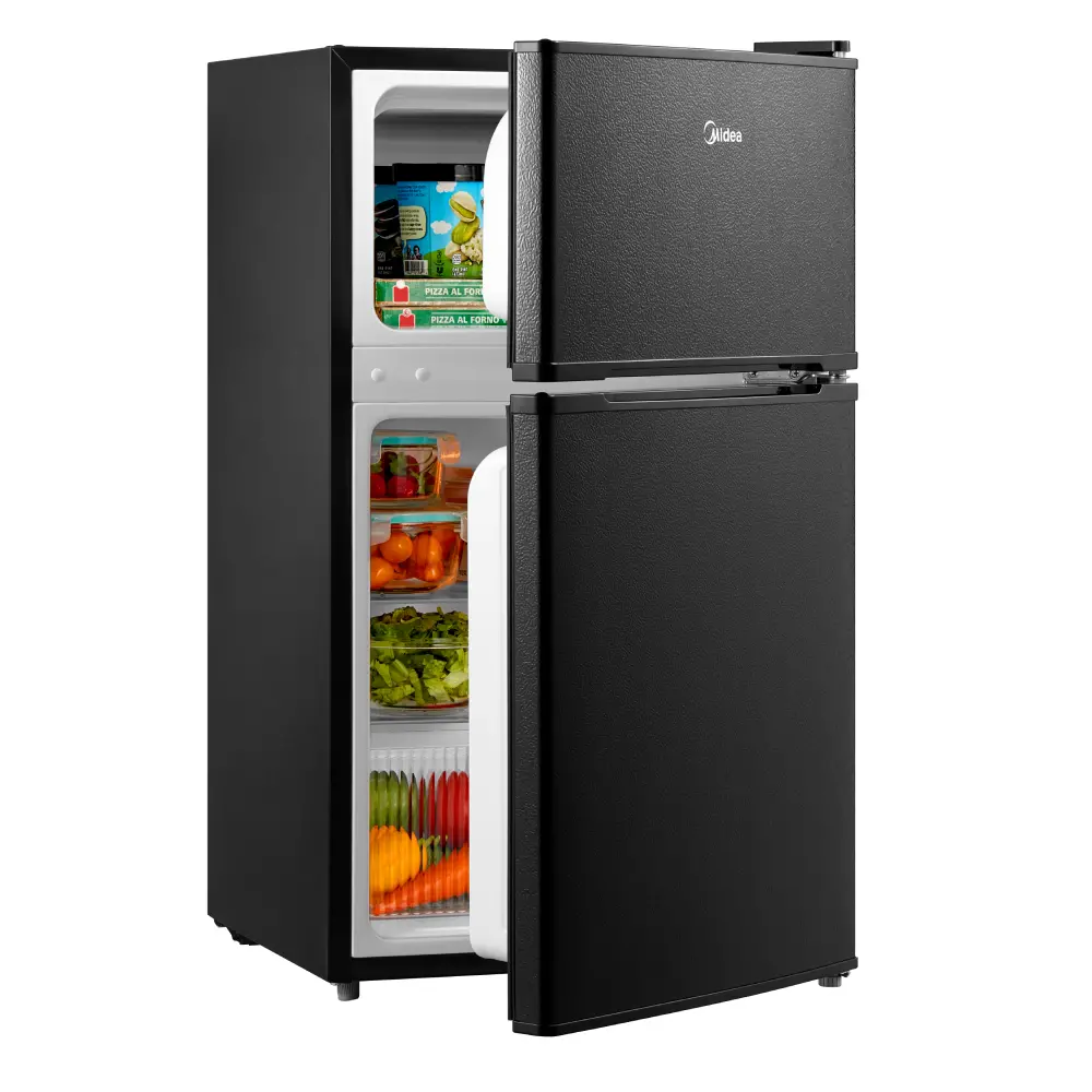 Midea 3.1 cu. ft. Double Door Compact Refrigerator with Full-Width Freezer (Black) WHD113FB1