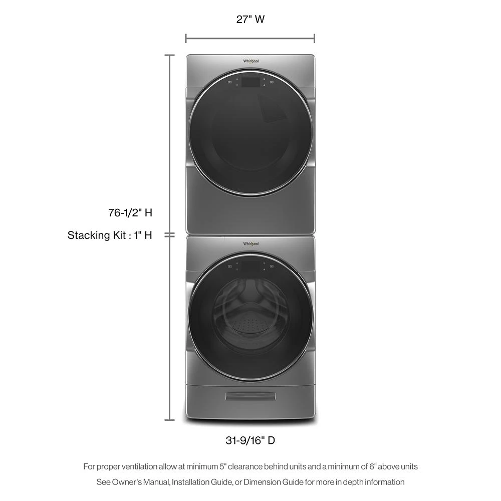 7.4 cu. ft. Front Load Hybrid Heat Pump Dryer WHD862CHC, product image 23 of 24