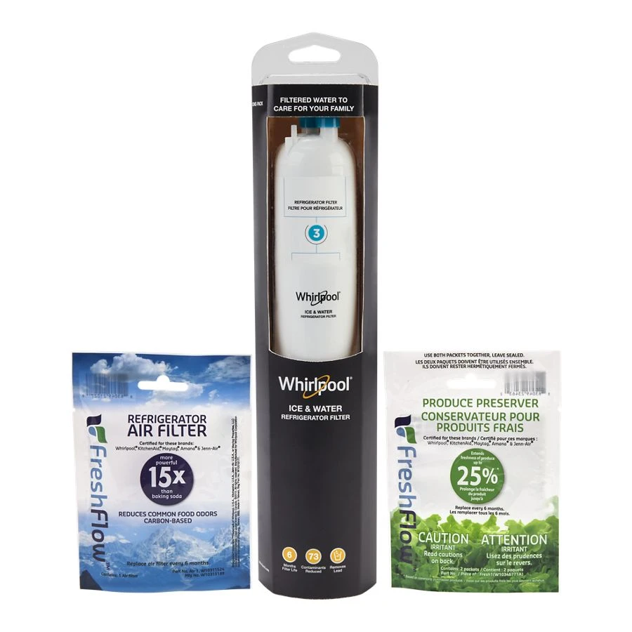 Whirlpool® Refrigerator Water Filter3 - Whr3rxd1 (pack1) + Refrigerator Freshflow™ Airfilter + Freshflow Produce Preserver Refill WHR3RXVR6