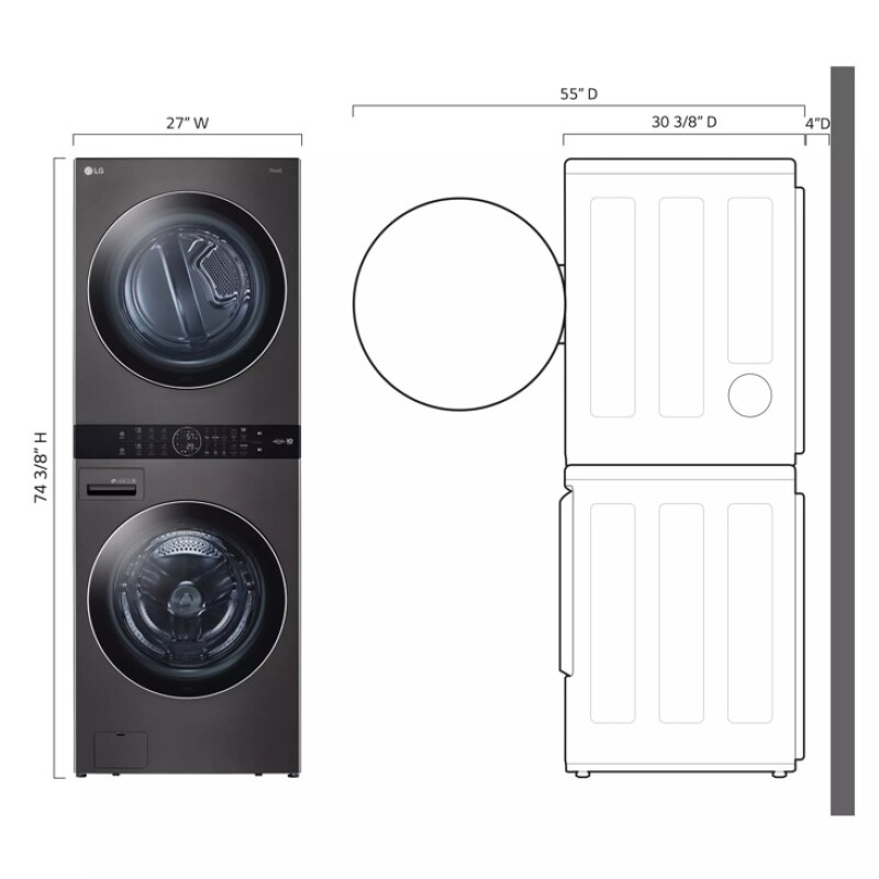 Single Unit Front Load LG WashTower™ with Center Control™ 4.5 cu. ft. Washer and 7.4 cu. ft. Electric Dryer view 15