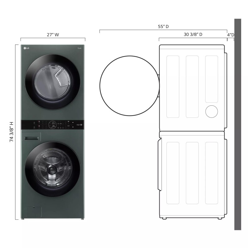 Single Unit Front Load LG WashTower™ with Center Control™ 4.5 cu. ft. Washer and 7.4 cu. ft. Electric Dryer view 11
