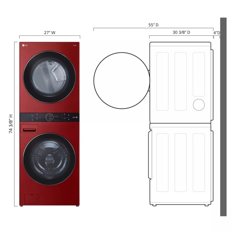 Single Unit Front Load LG WashTower™ with Center Control™ 4.5 cu. ft. Washer and 7.4 cu. ft. Electric Dryer. view 4