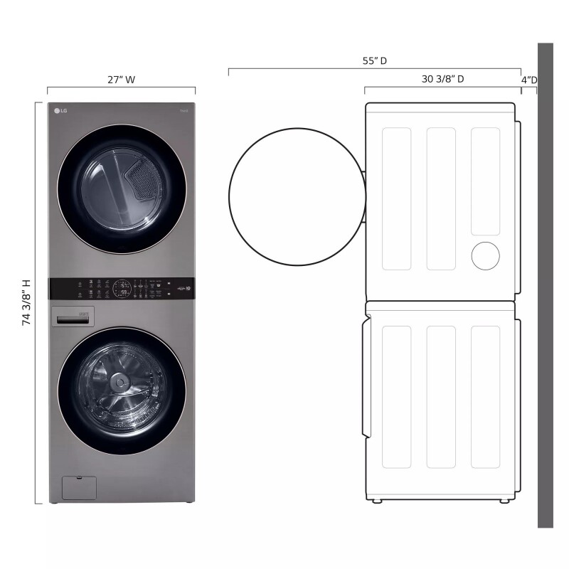 Single Unit Front Load LG WashTower™ with Center Control™ 4.5 cu. ft. Washer and 7.4 cu. ft. Gas Dryer view 15