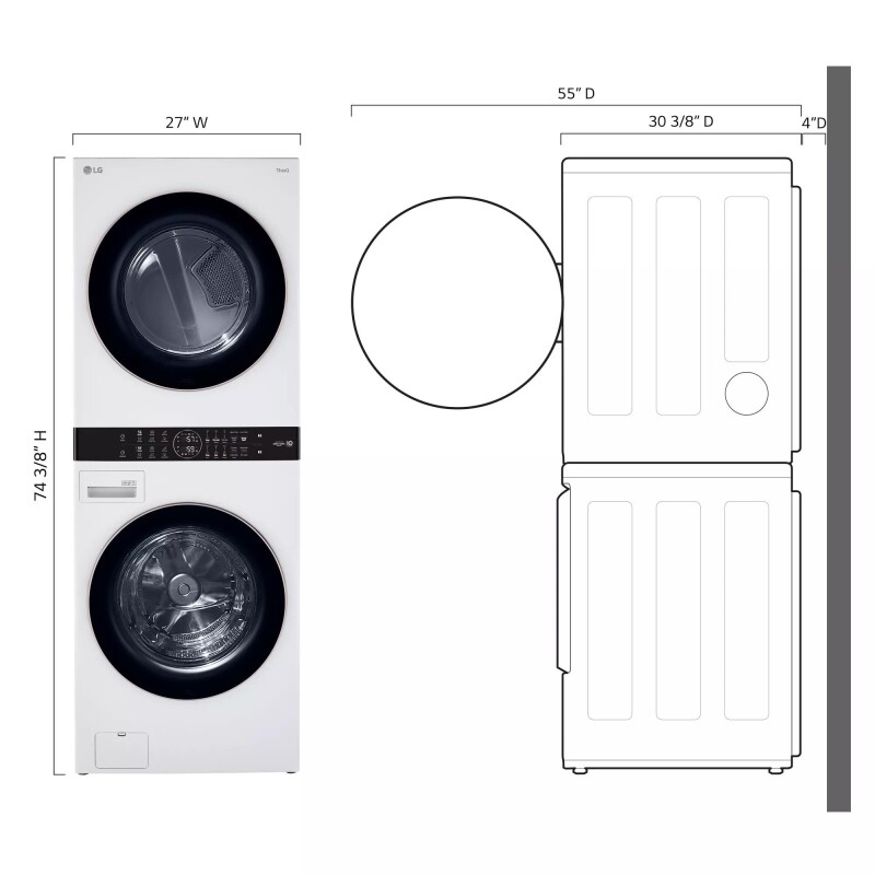 Single Unit Front Load LG WashTower™ with Center Control™ 4.5 cu. ft. Washer and 7.4 cu. ft. Gas Dryer view 14