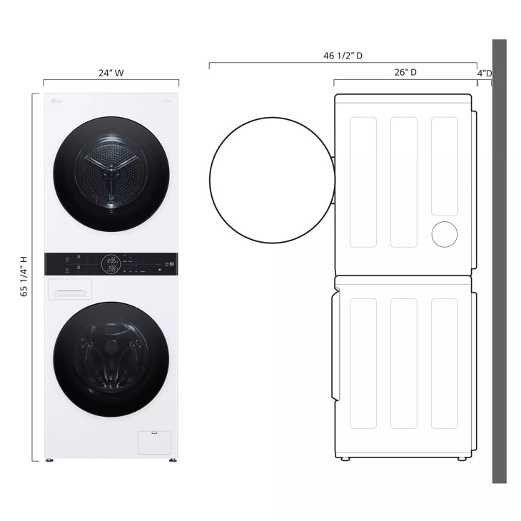 Compact Single Unit LG WashTower™ with Center Control™ 2.4 cu.ft. Front Load Washer and 4.2 cu.ft. Electric Ventless HeatPump™ Dryer view 16