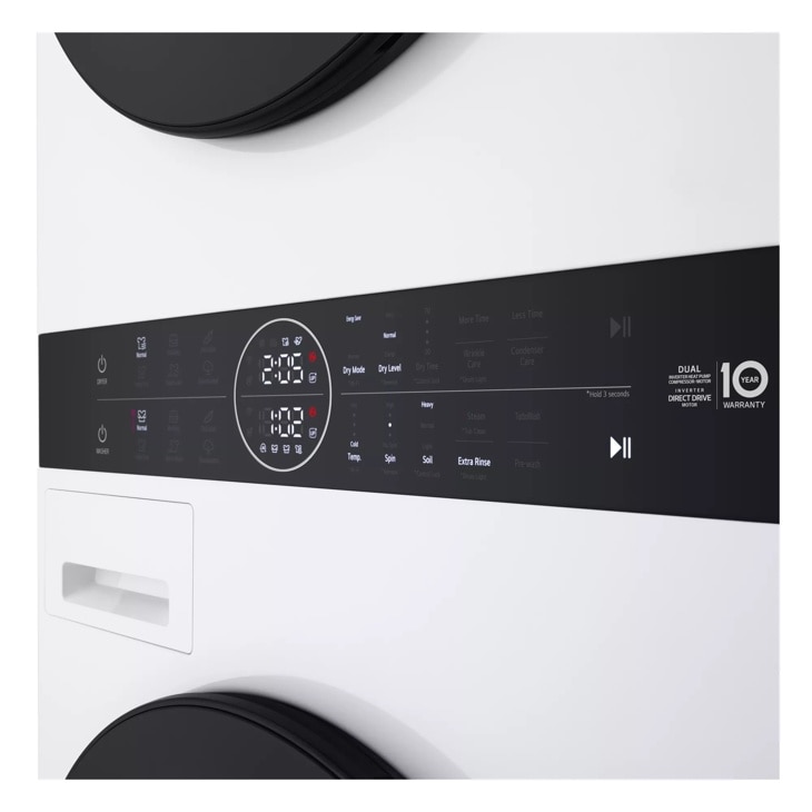 Compact Single Unit LG WashTower™ with Center Control™ 2.4 cu.ft. Front Load Washer and 4.2 cu.ft. Electric Ventless HeatPump™ Dryer view 8