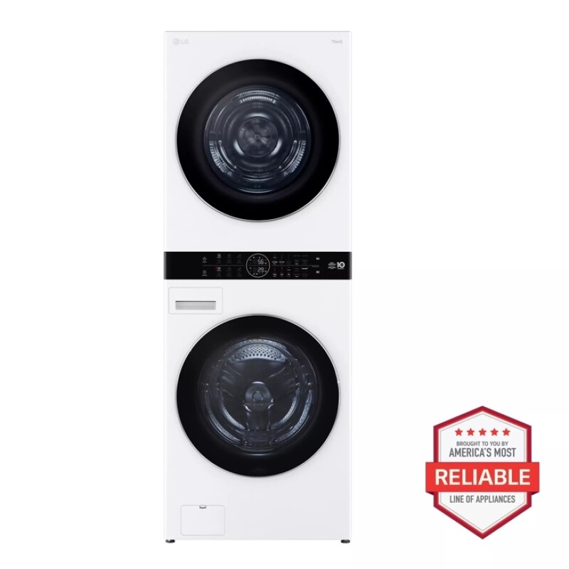 LG Single Unit LG WashTower™ with Center Control™ 5.0 cu. ft. Front Load Washer and 7.8 cu. ft. Electric Ventless Heat Pump Dryer White WKHC252HWA Picture 1