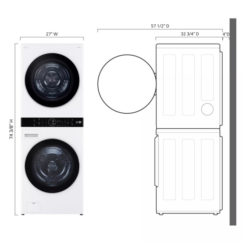 Single Unit LG WashTower™ with Center Control™ 5.0 cu. ft. Front Load Washer and 7.8 cu. ft. Electric Ventless Heat Pump Dryer view 17
