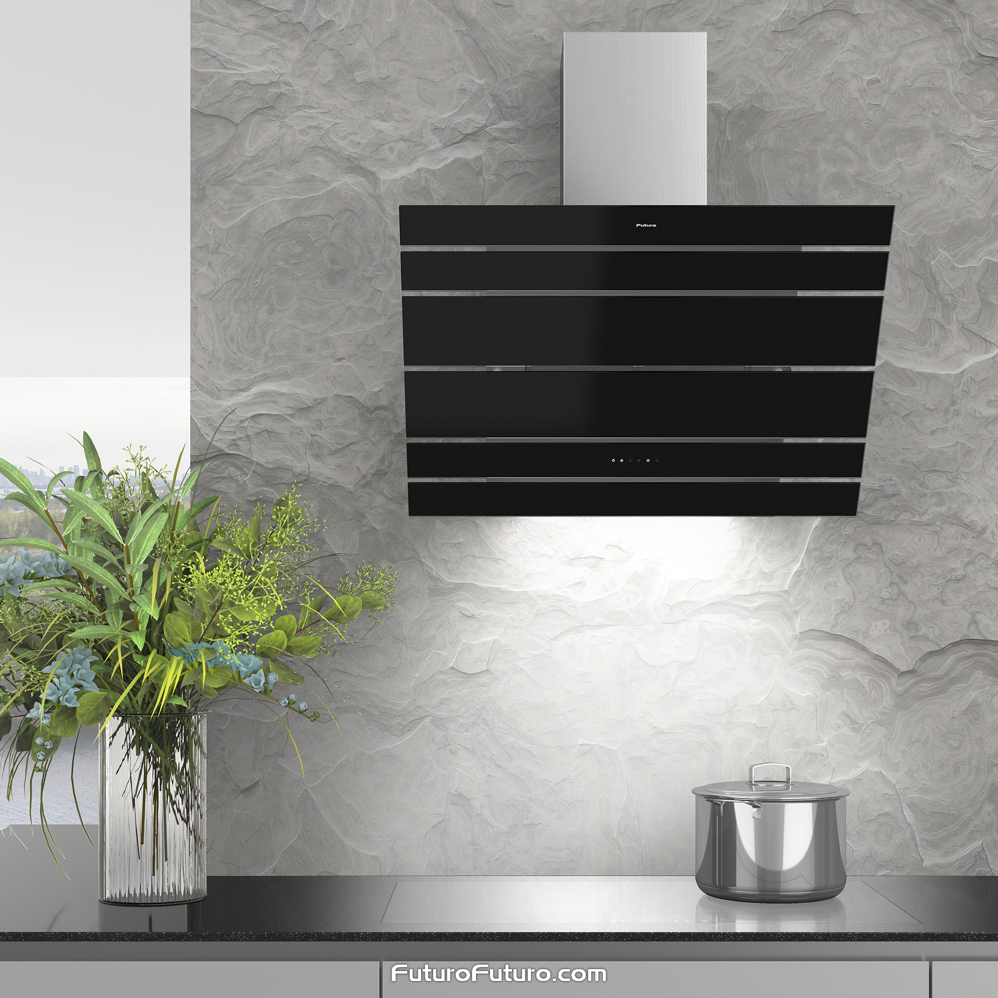 34″ Lester Black Wall Range Hood WL34LESTERBLK