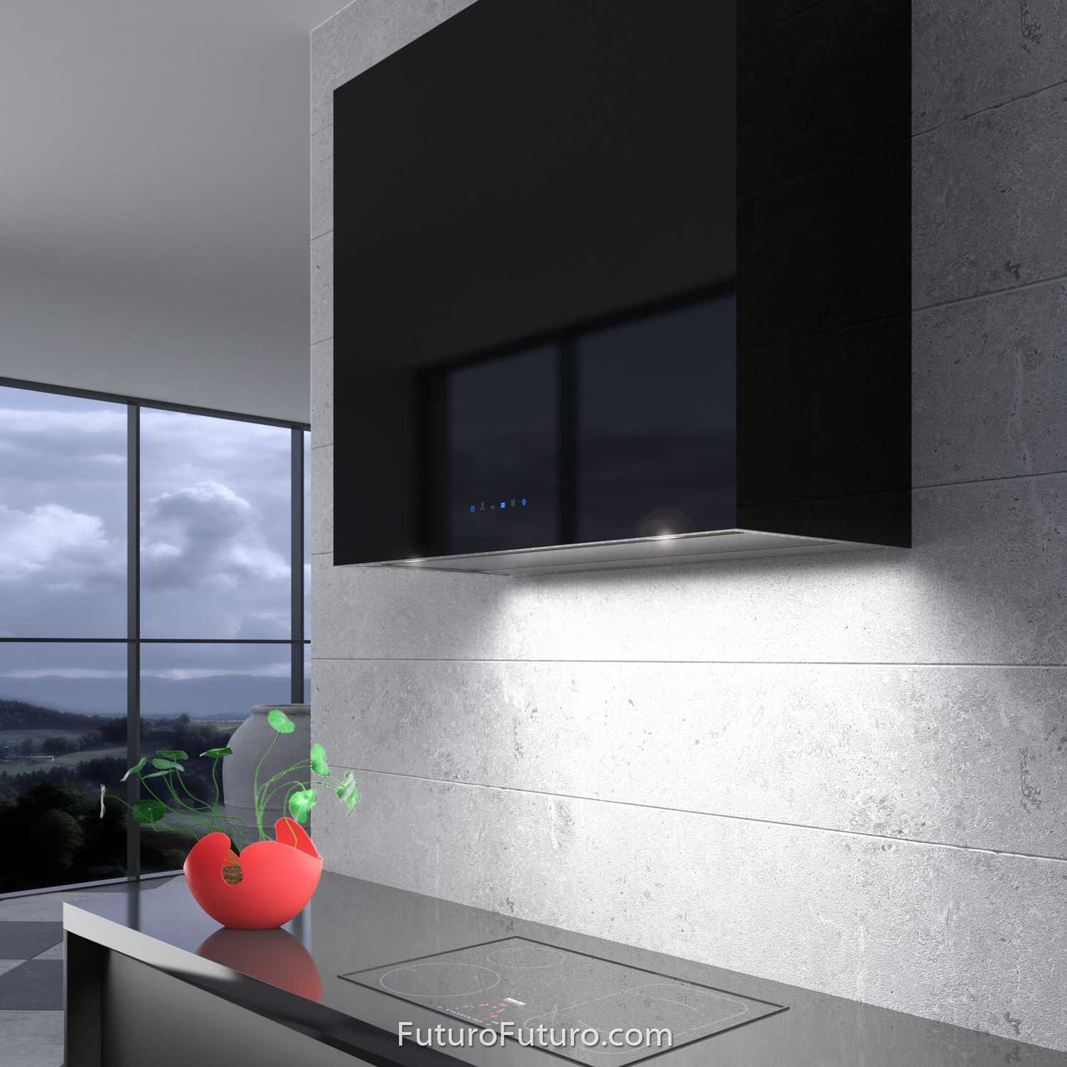 36″ Lombardy Black Wall Range Hood WL36LOMBARDYBLK