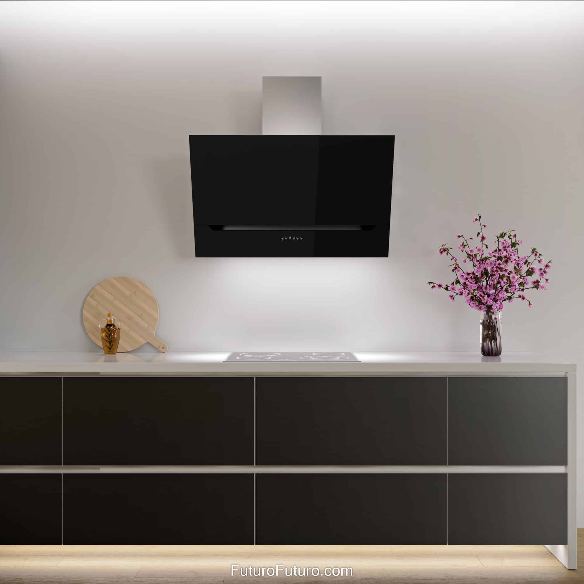 36″ Lorenzo Black Wall Range Hood WL36LORENZOBLK