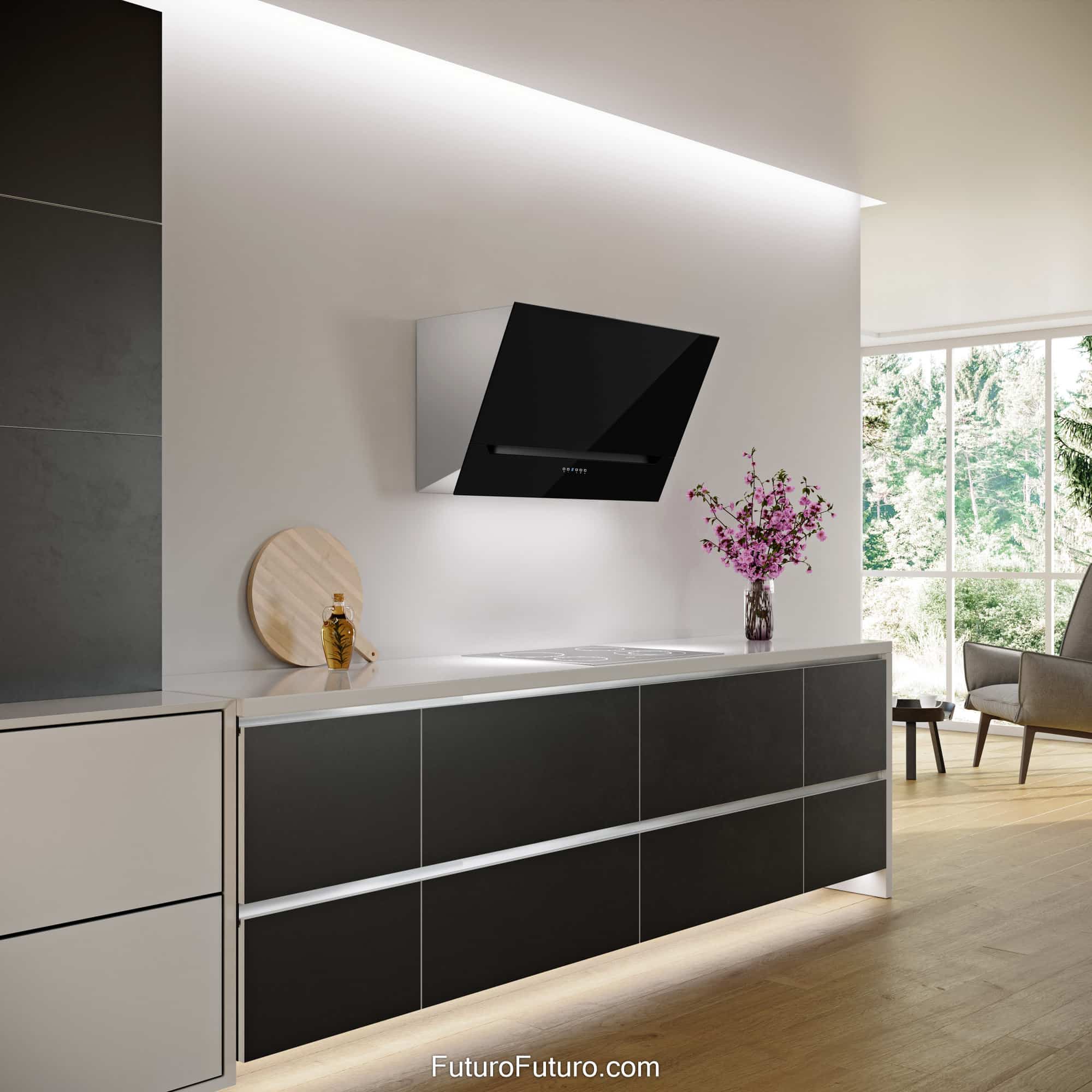 36″ Lorenzo Black Wall Range Hood WL36LORENZOBLK